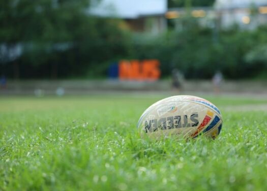 rugby ball on the grass