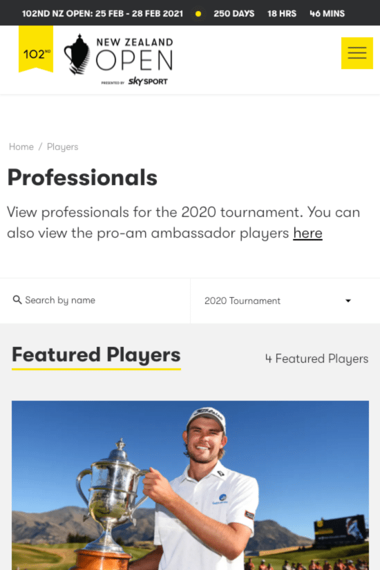 screencapture nzopen players professionals