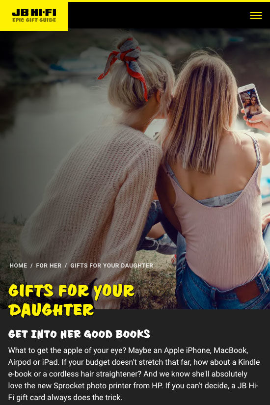 ss jbgiftguide website design home daughter mb