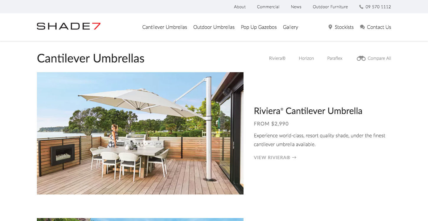 ss shade website design cantilever dt