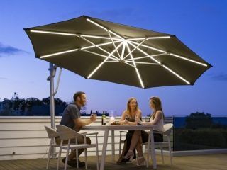 Stellar Led Cantilever Umbrella Umbrella With Outdoor Lights Shade7